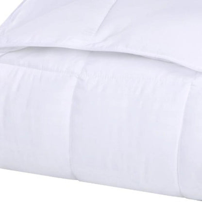 Twin White Cotton Plain Weave Striped Blanket