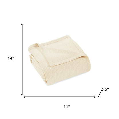 Queen Ivory Cotton Waffle Weave Blanket