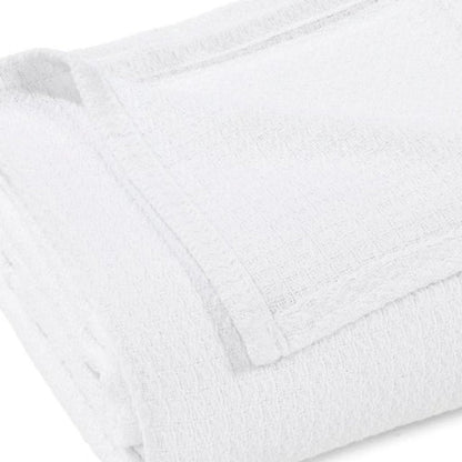 Queen White Cotton Waffle Weave Blanket