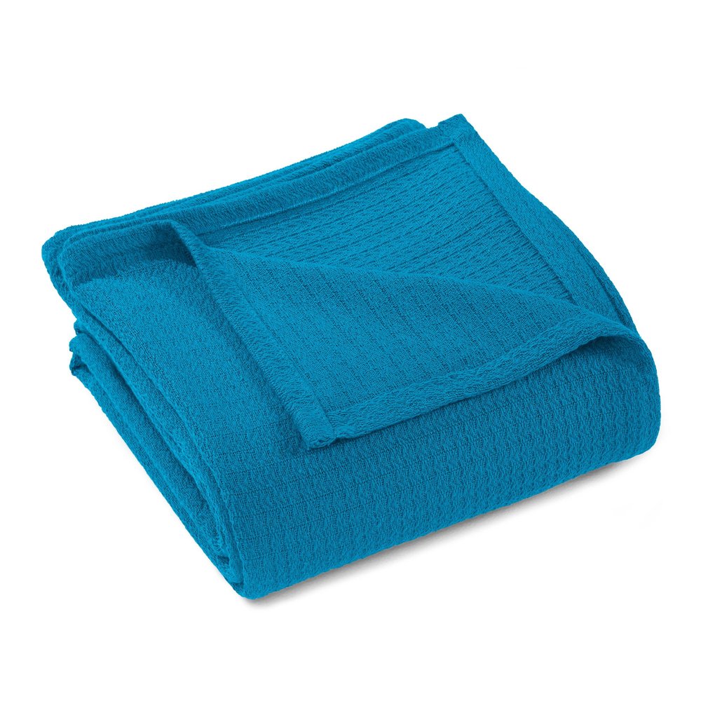 King Azure Cotton Waffle Weave Blanket