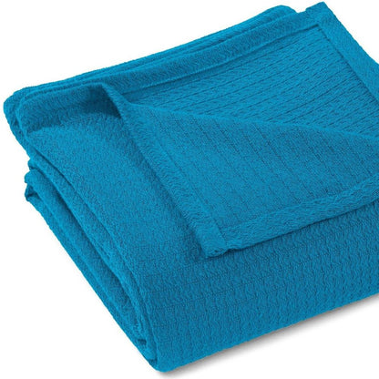 King Azure Cotton Waffle Weave Blanket