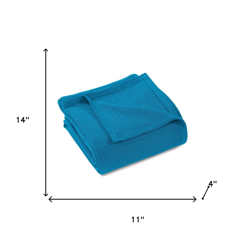 King Azure Cotton Waffle Weave Blanket