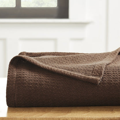 King Chocolate Cotton Waffle Weave Blanket