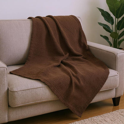 King Chocolate Cotton Waffle Weave Blanket