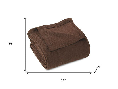 King Chocolate Cotton Waffle Weave Blanket