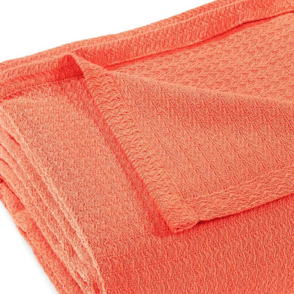 King Coral Cotton Waffle Weave Blanket