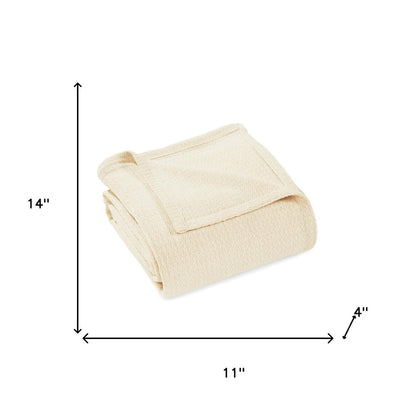 King Ivory Cotton Waffle Weave Blanket