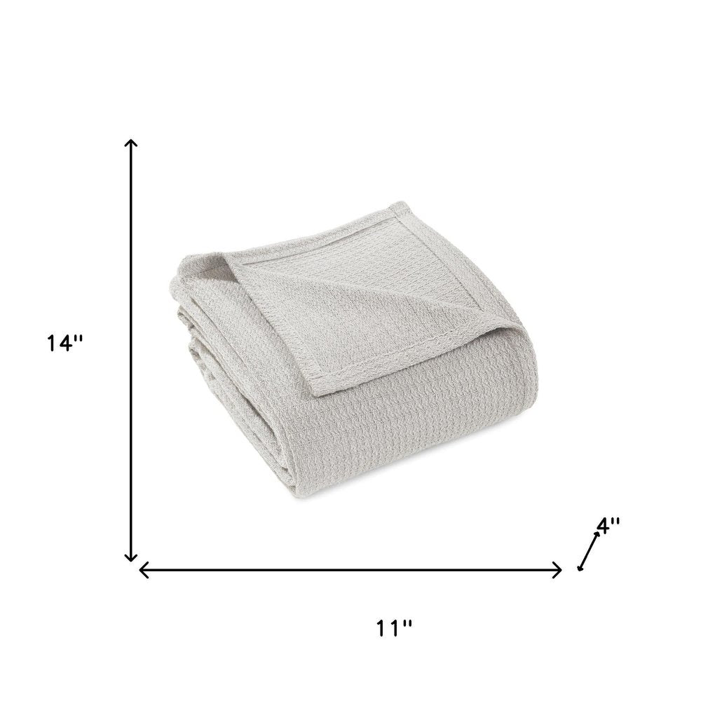 King Silver Cotton Waffle Weave Blanket