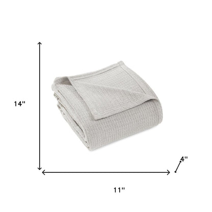 King Silver Cotton Waffle Weave Blanket