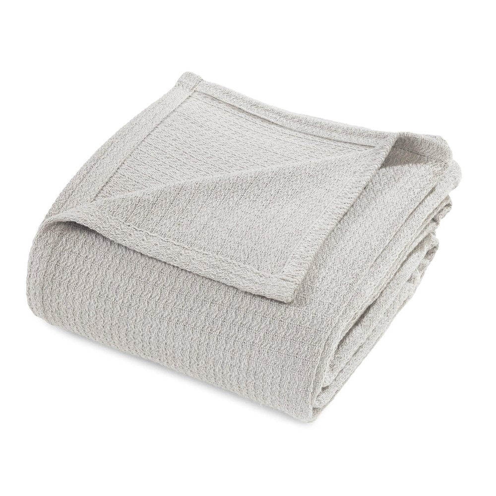 King Silver Cotton Waffle Weave Blanket