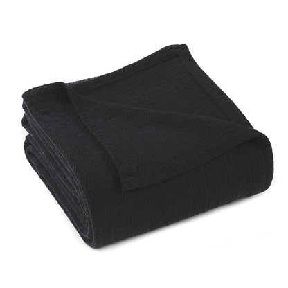 Twin Black Cotton Waffle Weave Blanket