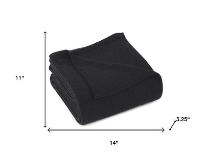 Twin Black Cotton Waffle Weave Blanket