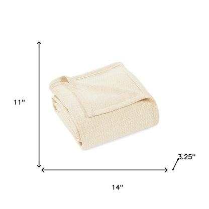 Twin Ivory Cotton Waffle Weave Blanket
