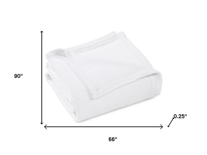 Twin White Cotton Waffle Weave Blanket