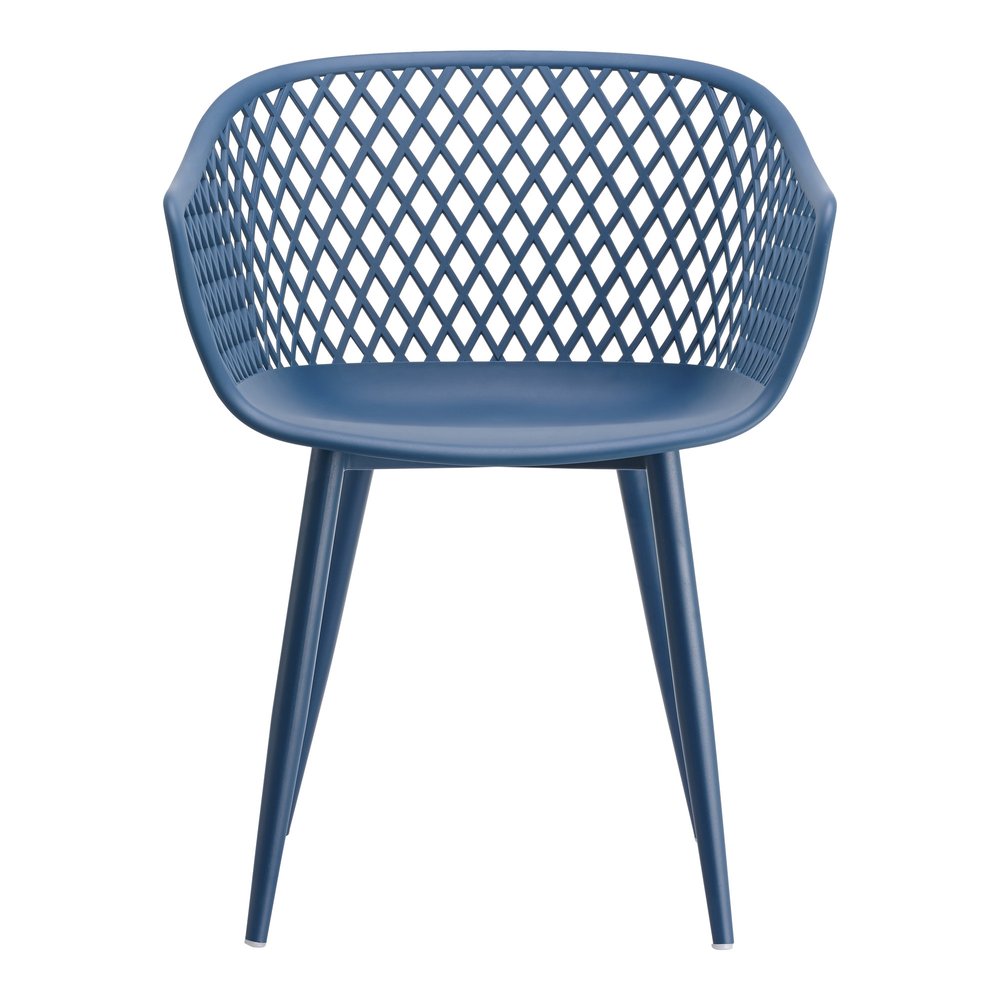 Set of Two Blue Heavy Duty Plastic Dining Arm Chairs