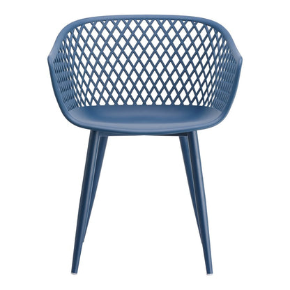 Set of Two Blue Heavy Duty Plastic Dining Arm Chairs