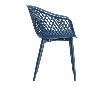 Set of Two Blue Heavy Duty Plastic Dining Arm Chairs