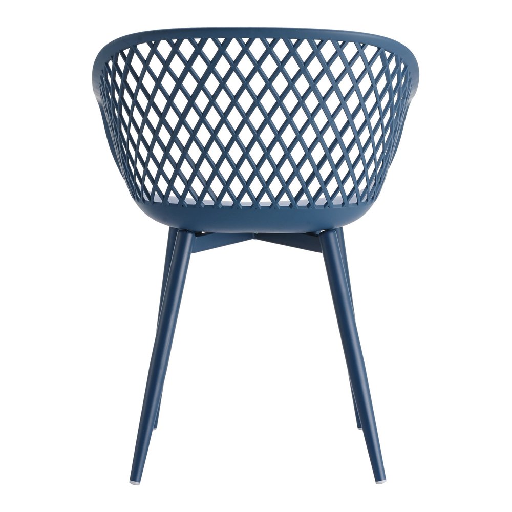 Set of Two Blue Heavy Duty Plastic Dining Arm Chairs