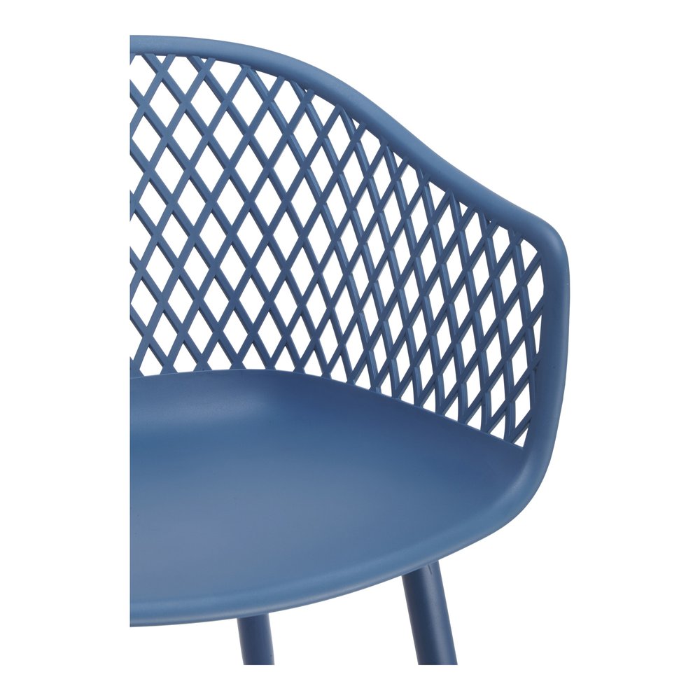 Set of Two Blue Heavy Duty Plastic Dining Arm Chairs