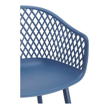 Set of Two Blue Heavy Duty Plastic Dining Arm Chairs