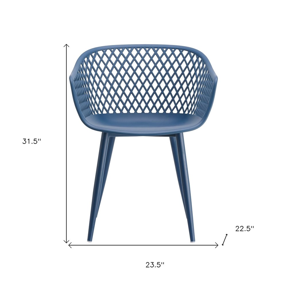 Set of Two Blue Heavy Duty Plastic Dining Arm Chairs