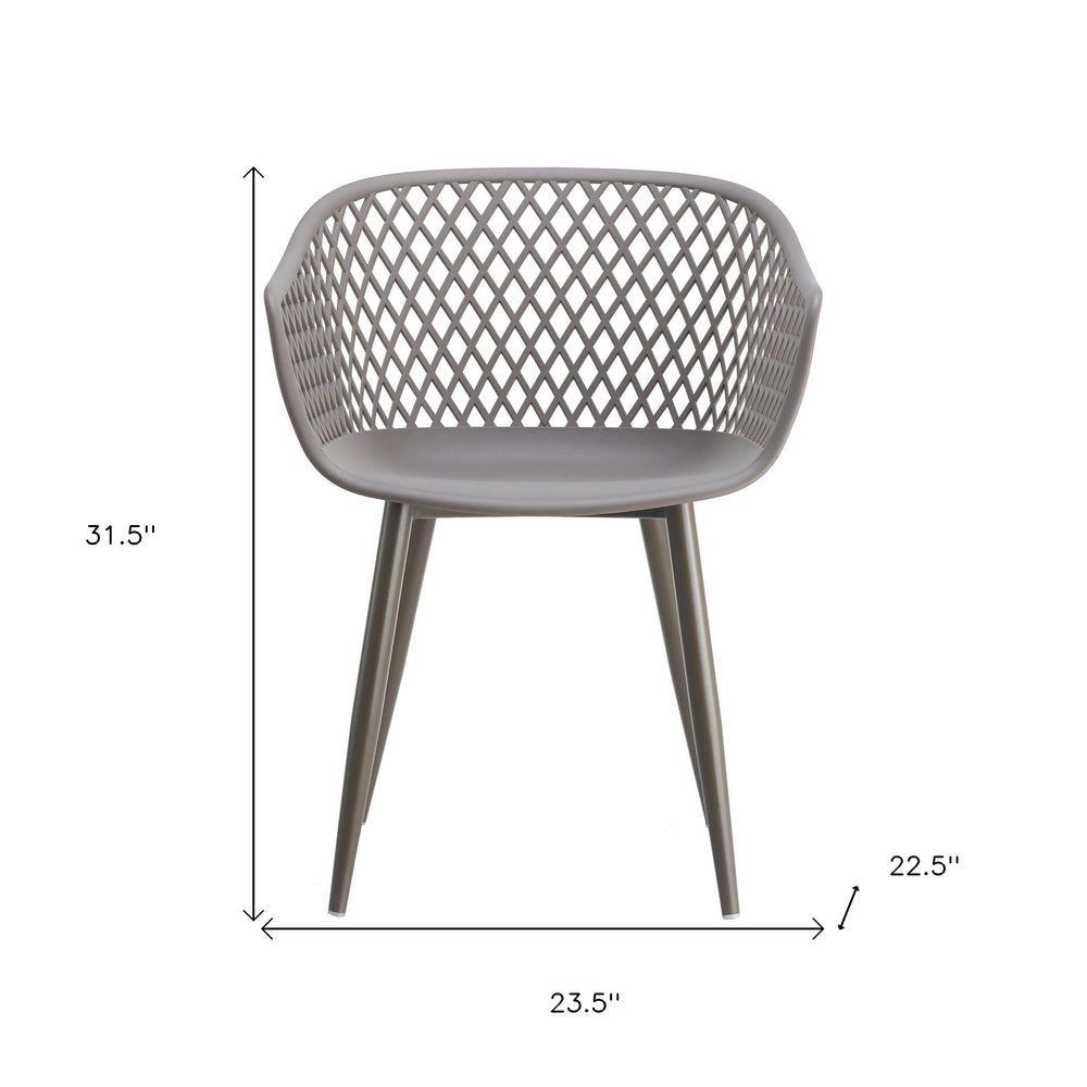 Set of Two Gray Heavy Duty Plastic Dining Arm Chairs