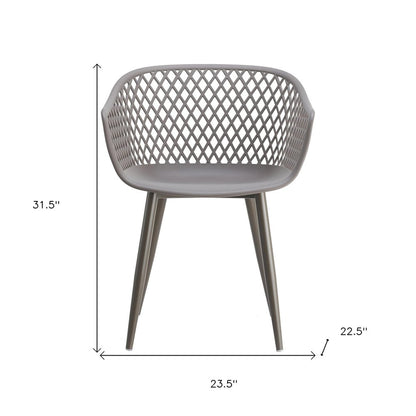 Set of Two Gray Heavy Duty Plastic Dining Arm Chairs