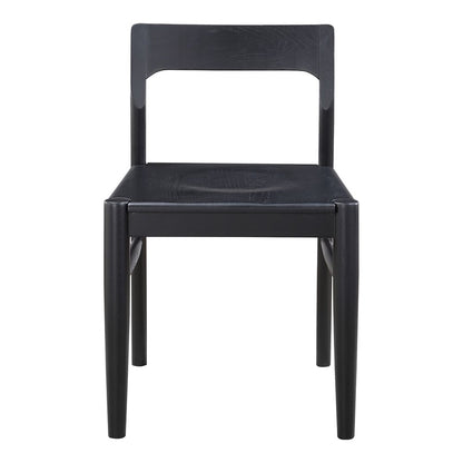 Set of Two Black Solid Wood Open Back Dining Side Chairs