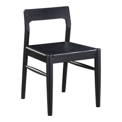 Set of Two Black Solid Wood Open Back Dining Side Chairs