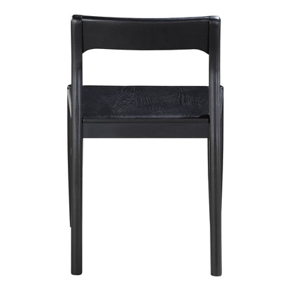 Set of Two Black Solid Wood Open Back Dining Side Chairs