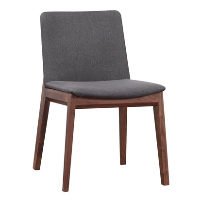 Set of Two Gray and Brown Fabric Dining Side Chairs