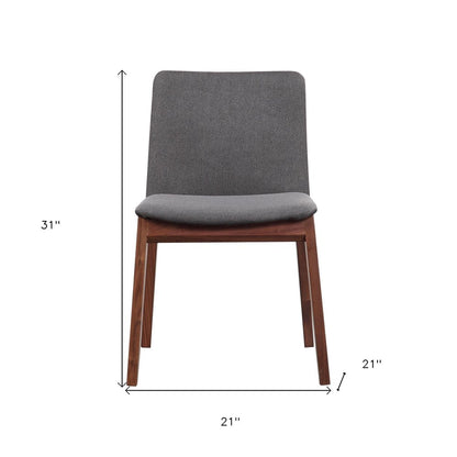 Set of Two Gray and Brown Fabric Dining Side Chairs