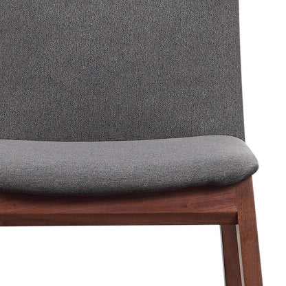 Set of Two Gray and Brown Fabric Dining Side Chairs