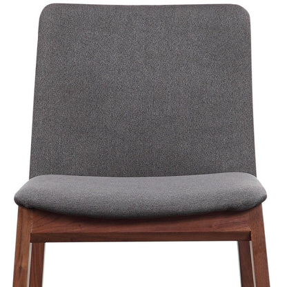 Set of Two Gray and Brown Fabric Dining Side Chairs
