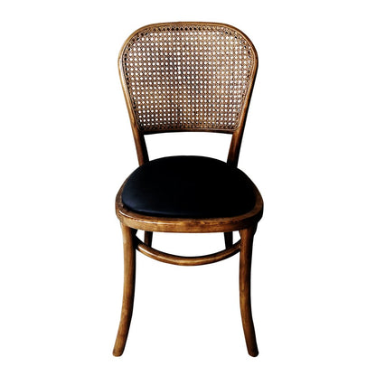 Set of Two Brown Faux Leather Open Back Dining Side Chairs