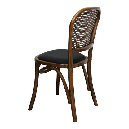 Set of Two Brown Faux Leather Open Back Dining Side Chairs
