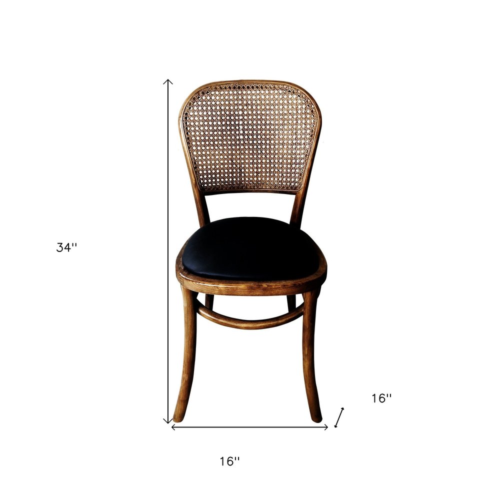 Set of Two Brown Faux Leather Open Back Dining Side Chairs