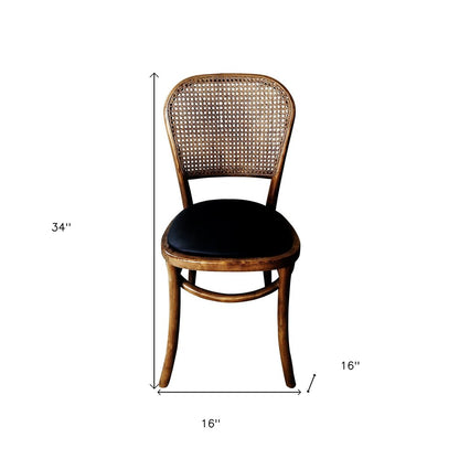 Set of Two Brown Faux Leather Open Back Dining Side Chairs