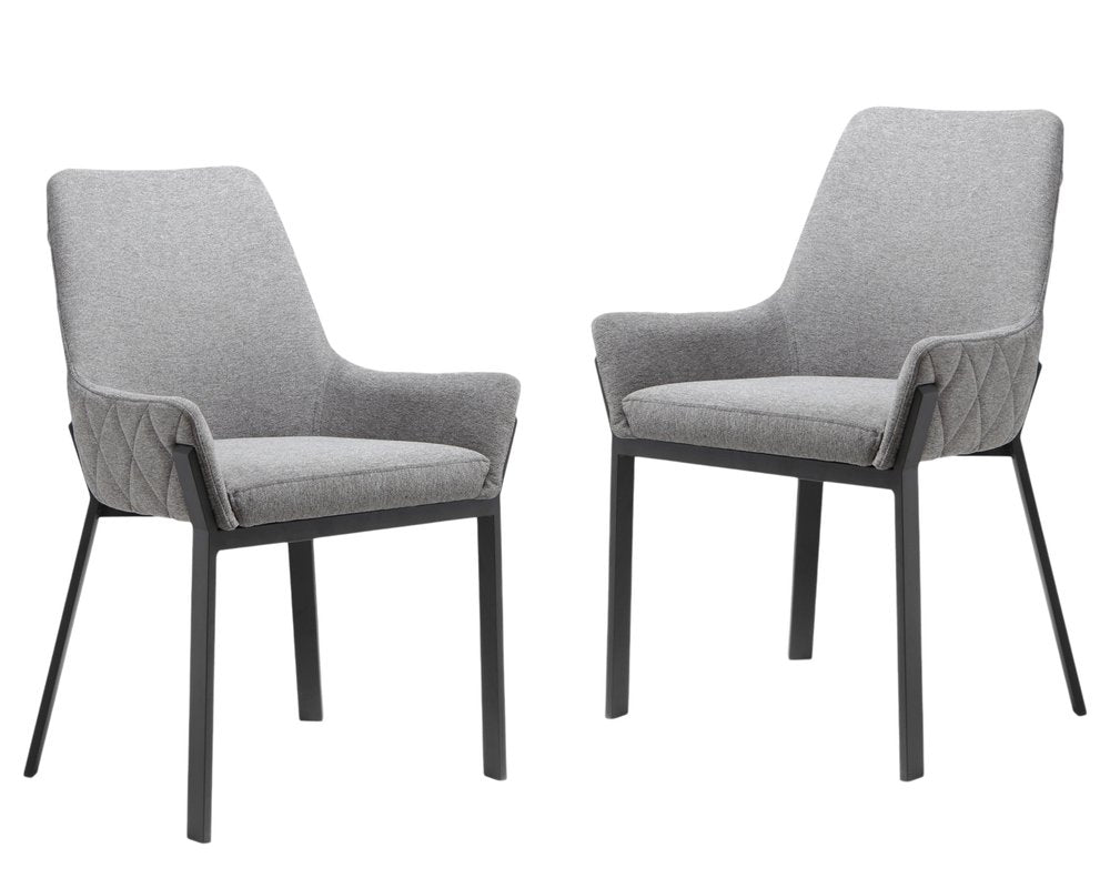 Set of Two Gray Upholstery Dining Arm Chairs