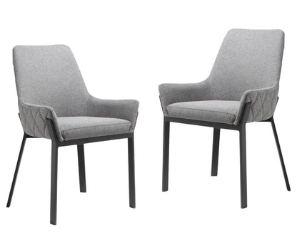 Set of Two Gray Upholstery Dining Arm Chairs