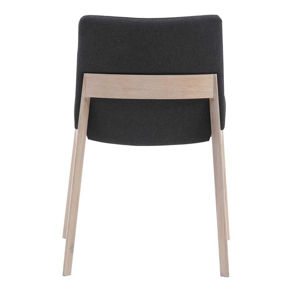 Set of Two Gray and Natural Fabric Dining Side Chairs