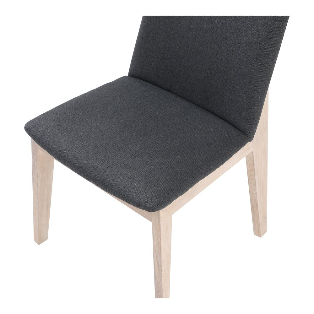 Set of Two Gray and Natural Fabric Dining Side Chairs