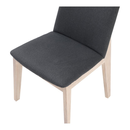 Set of Two Gray and Natural Fabric Dining Side Chairs