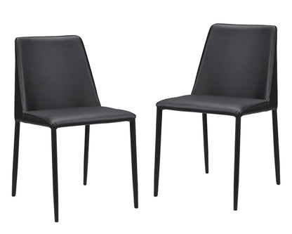Set of Two Black Faux Leather Dining Side Chairs