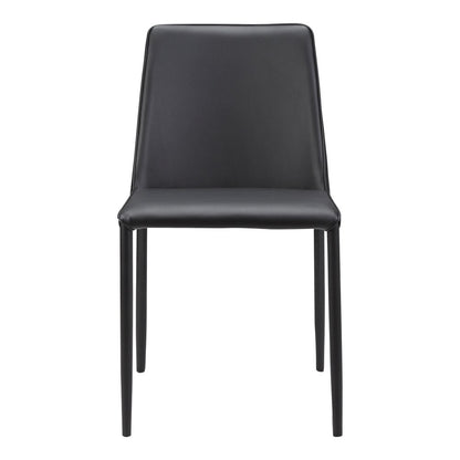Set of Two Black Faux Leather Dining Side Chairs