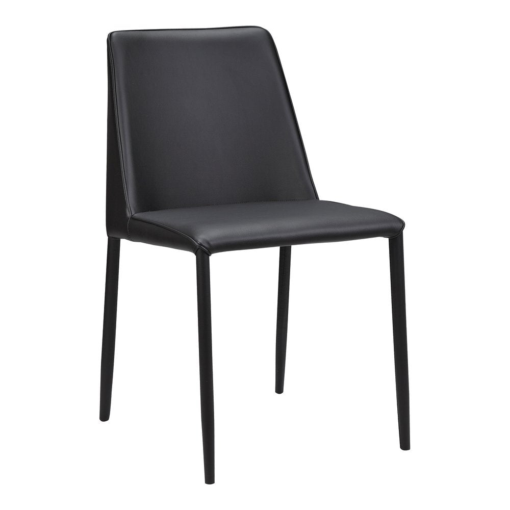 Set of Two Black Faux Leather Dining Side Chairs