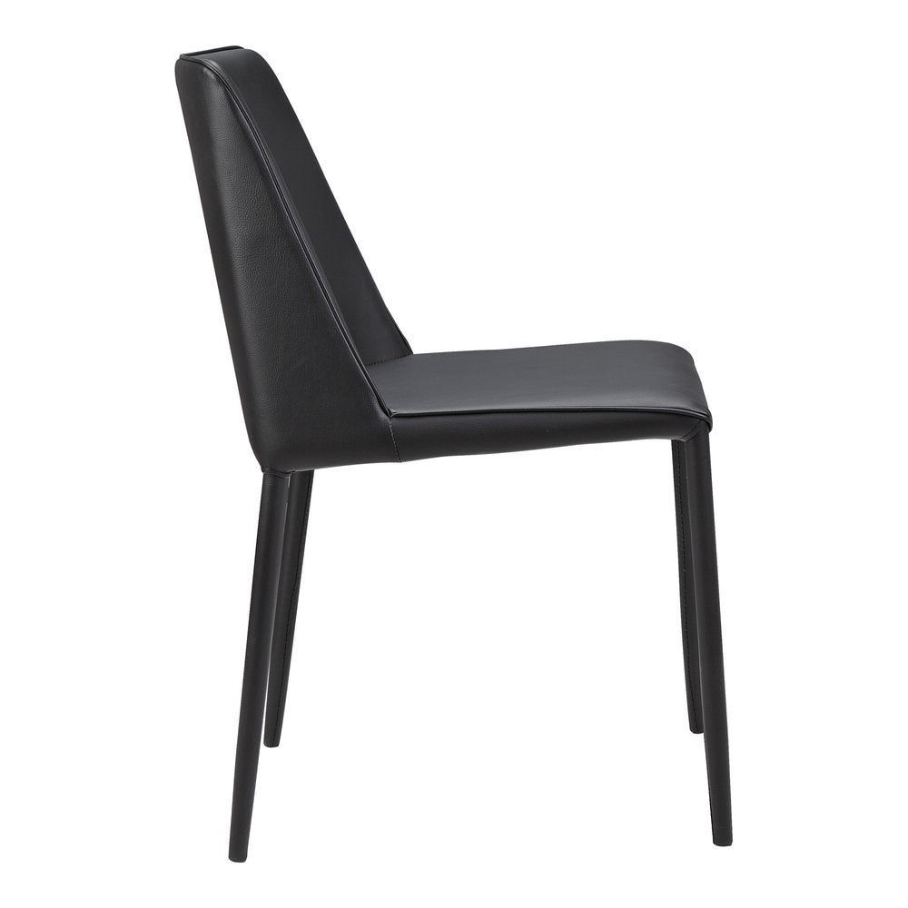 Set of Two Black Faux Leather Dining Side Chairs