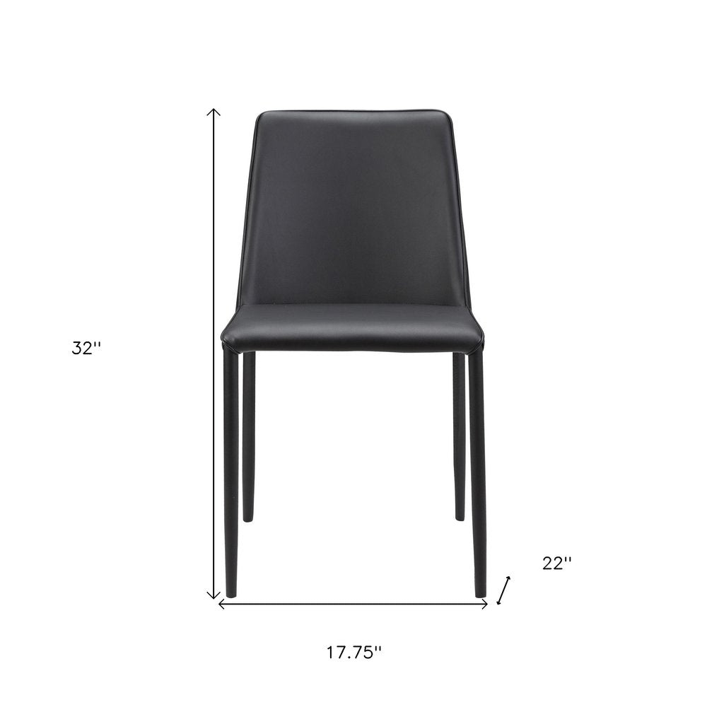 Set of Two Black Faux Leather Dining Side Chairs