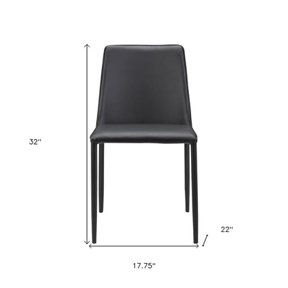 Set of Two Black Faux Leather Dining Side Chairs