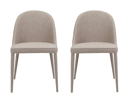 Set of Two Light Gray Fabric Dining Side Chairs